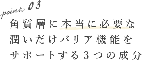 角質層に本当に必要な潤いだけバリア機能をサポートする三つの成分